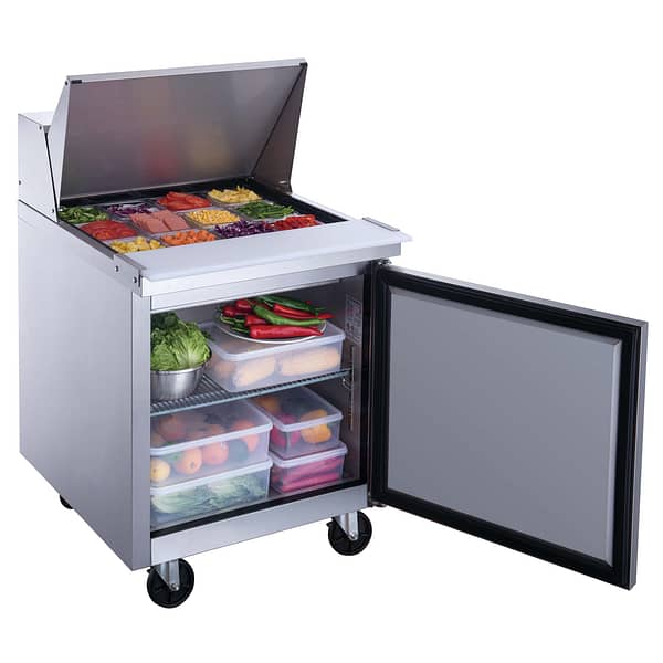 1-Door Commercial Food Prep Table Refrigerator in Stainless Steel with Mega Top
