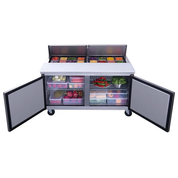 2-Door Commercial Food Prep Table Refrigerator in Stainless Steel