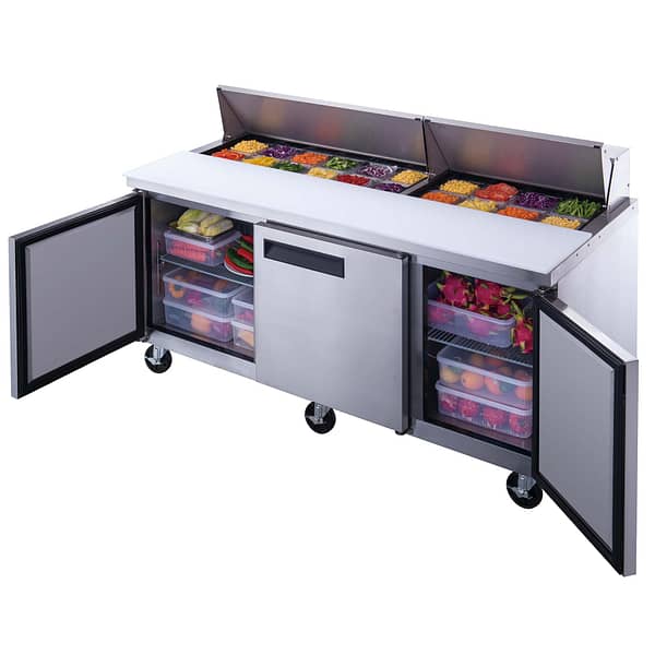 DSP72-18-S3 3-Door Commercial Food Prep Table Refrigerator